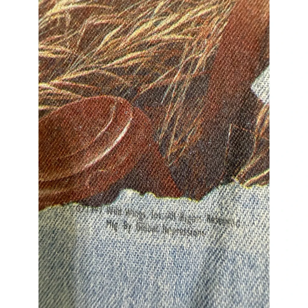 Mens Vintage Deer Graphic Denim Shirt Short Sleeve Light Wash Large hunter fade - Picture 8 of 10